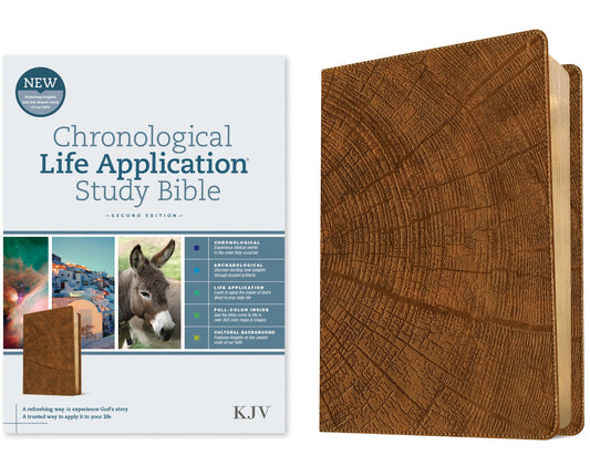 KJV Chronological Life Application Study Bible (Second Edition)-Heritage Oak Camel Leatherlike