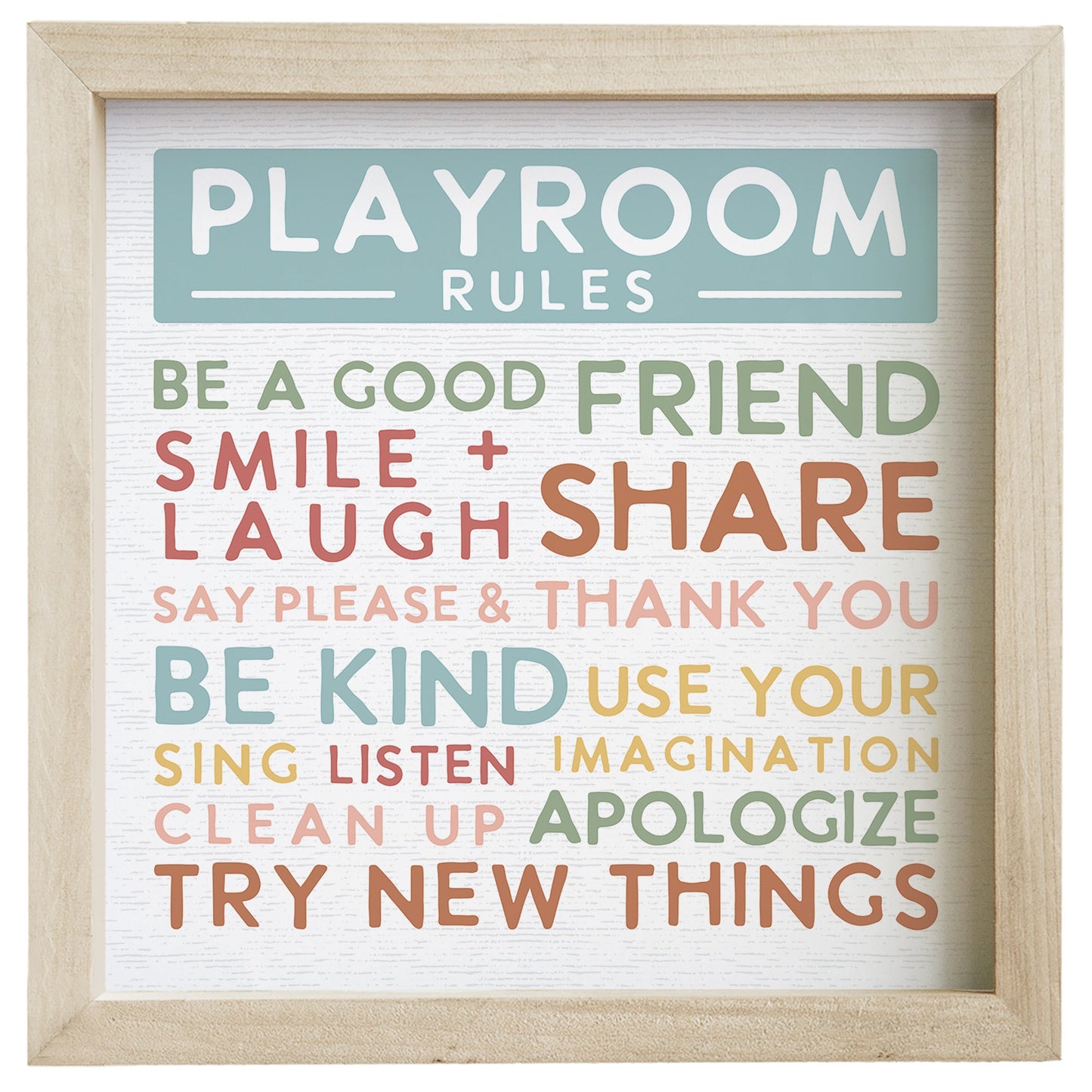 Rustic Frame-Playroom Rules (10" x 10")