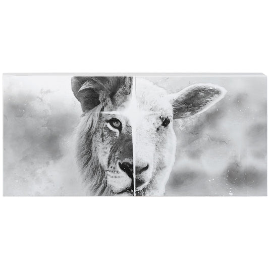 Inspire Board-Black And White Lion And Lamb (12" x 5.5")