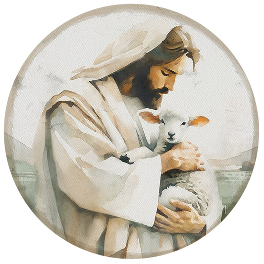 Magnet-Round-Jesus And Lamb (2.5")