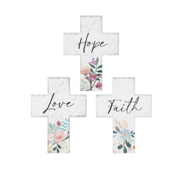 Cross-Love Faith & Hope (Pack Of 6 Assorted)