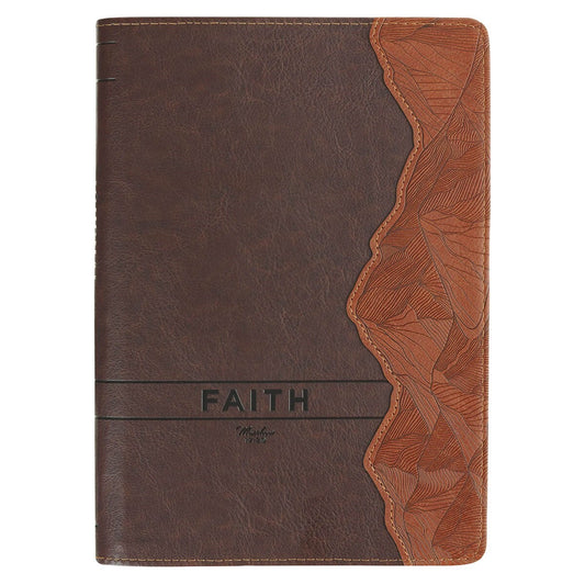 Journal Classic W/ Zip-Faith Mountains Matt. 17:20-Brown
