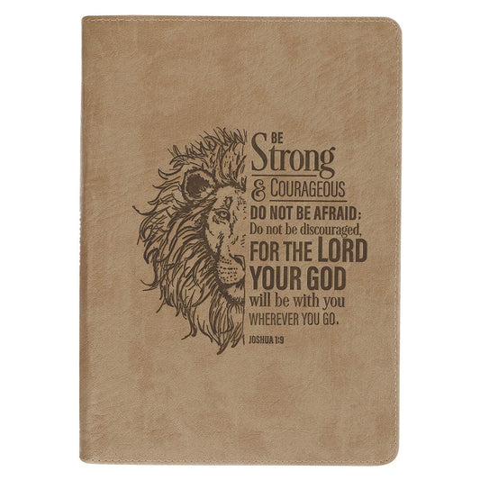 Journal Classic W/ Zip-Strong & Courageous Josh. 1:9-Brown