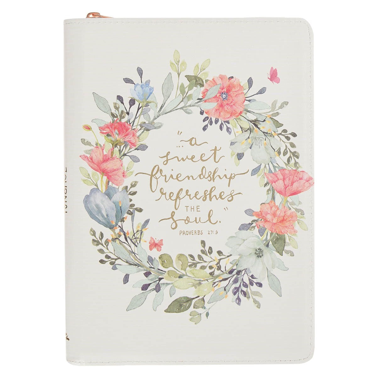 Journal Classic W/ Zip-Sweet Friendship Prov. 27:9-White