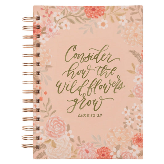Journal Wirebound-Consider How The Wildflowers Grow Luke 12:27-Orange