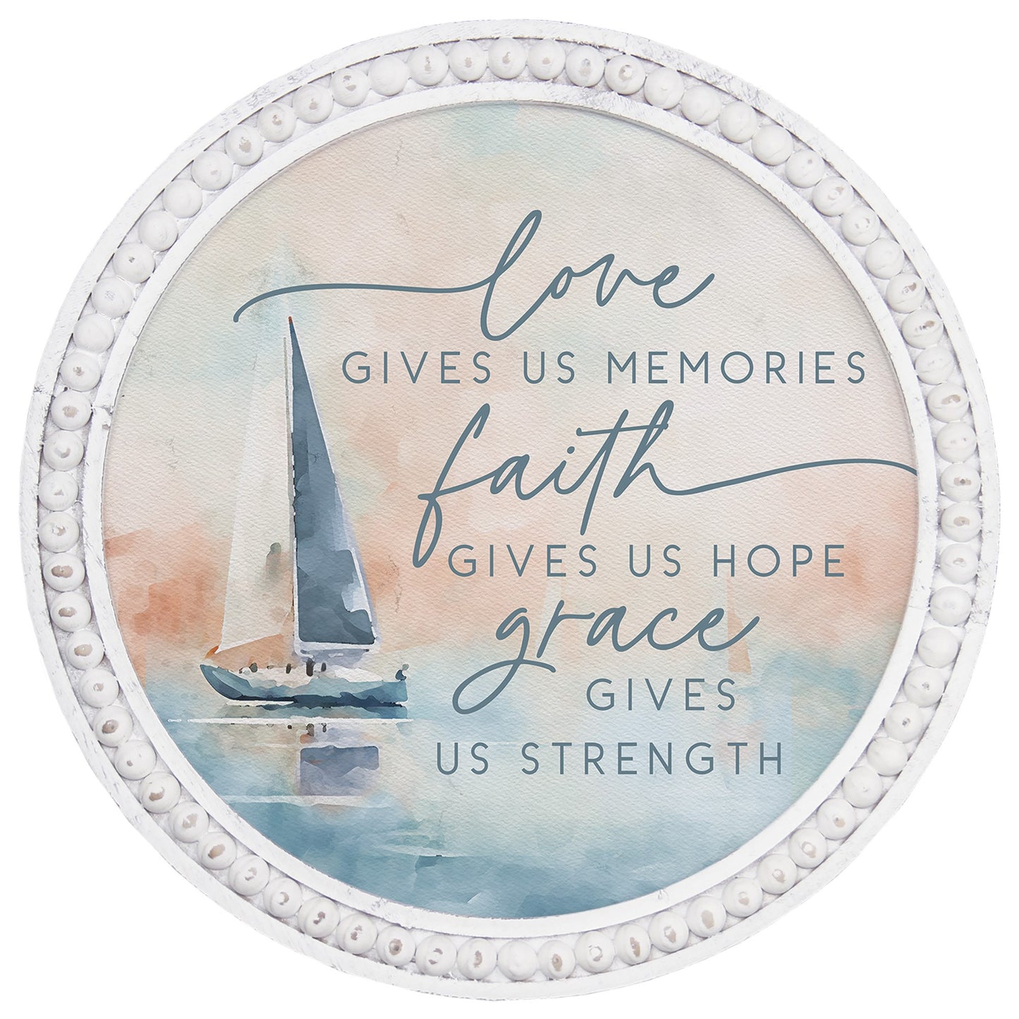 Beaded Art Round-Love Faith Boat (14" x 14")