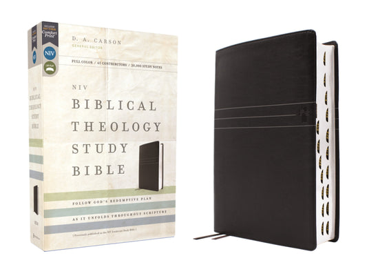 NIV Biblical Theology Study Bible (Trace the Themes of Scripture) (Comfort Print)-Black Leathersoft Indexed