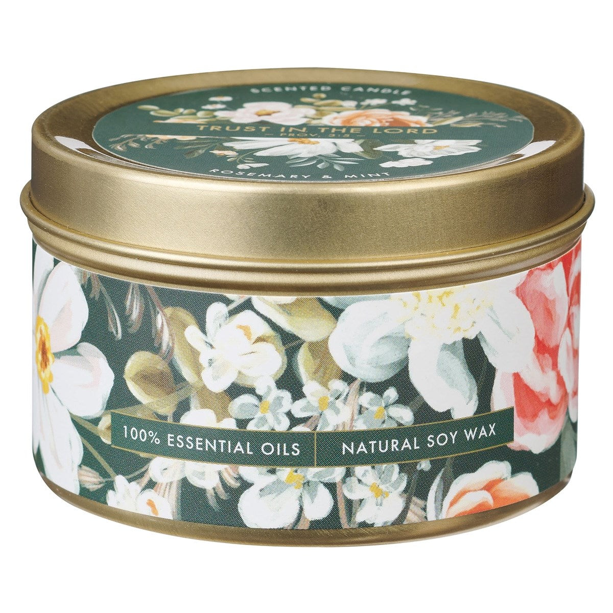 Tin Candle-Trust In The Lord Prov. 3:5-Floral Green