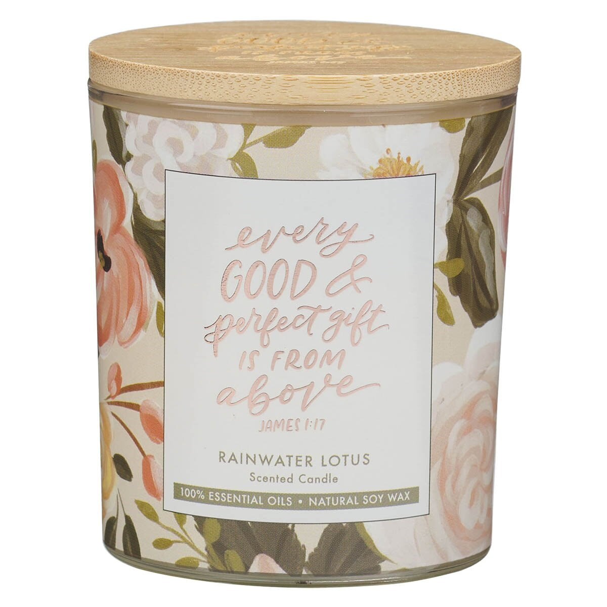 Candle-Every Good & Perfect Gift (James 1:17)-Glass w/Bamboo Lid