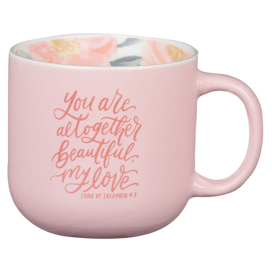 Ceramic Mug-You Are Altogether Beautiful Song 4:7-Pink