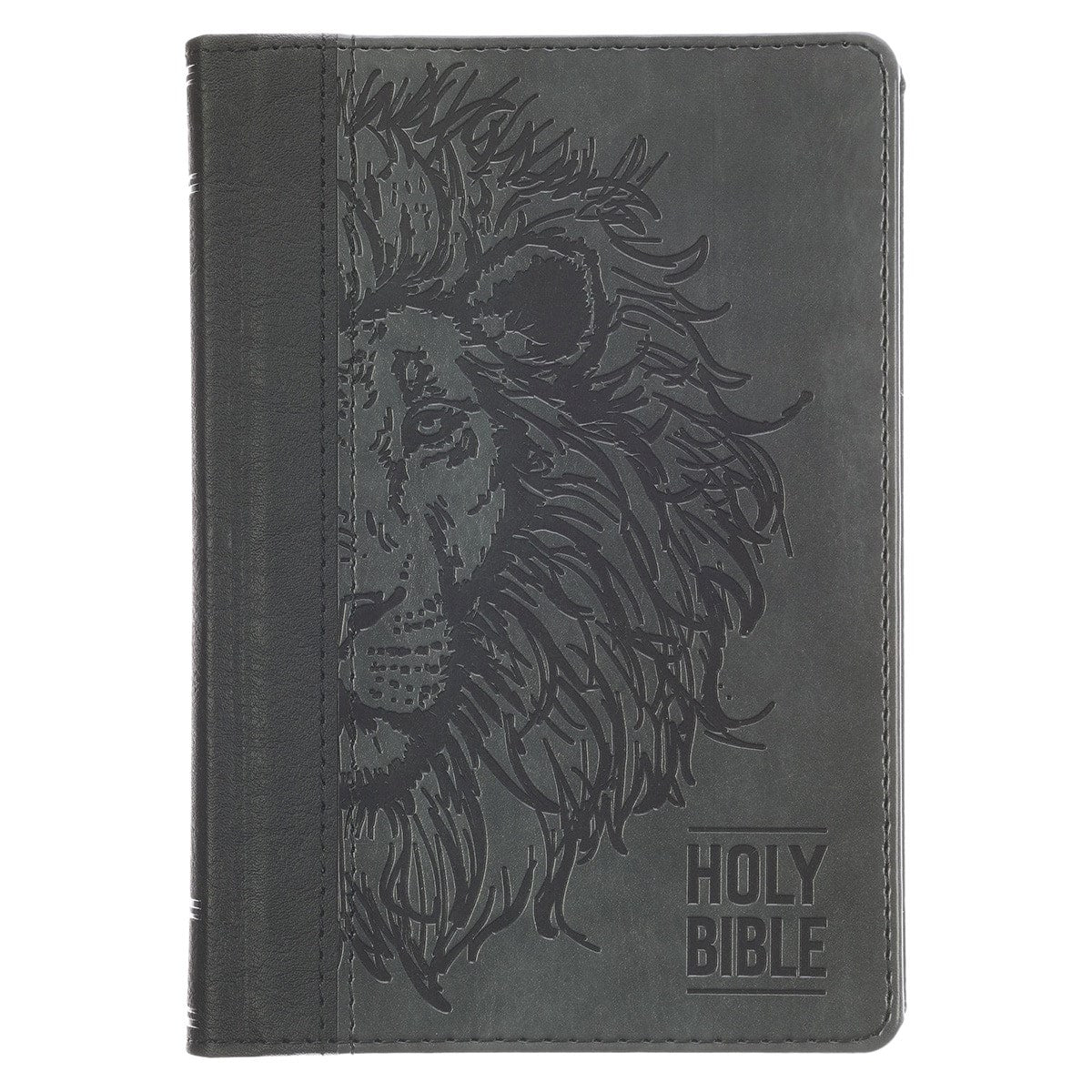 KJV Compact Bible-Black & Gray Lion Faux Leather