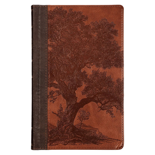 KJV Giant Print Bible-Rooted Brown Tree Faux Leather Hardcover Indexed