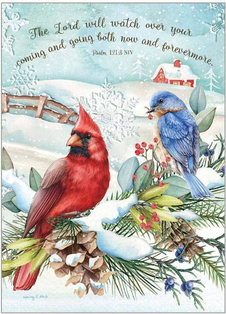 Boxed Card-Christmas-Birds On Snowy Branch (Box Of 20)