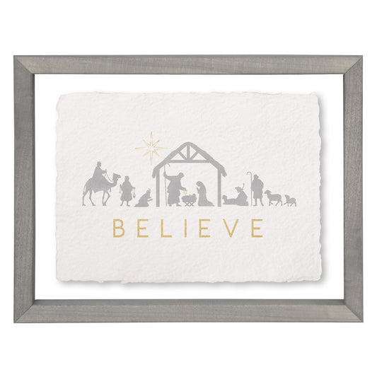 Floating Art Rectangle-Believe Nativity (11" x 14")