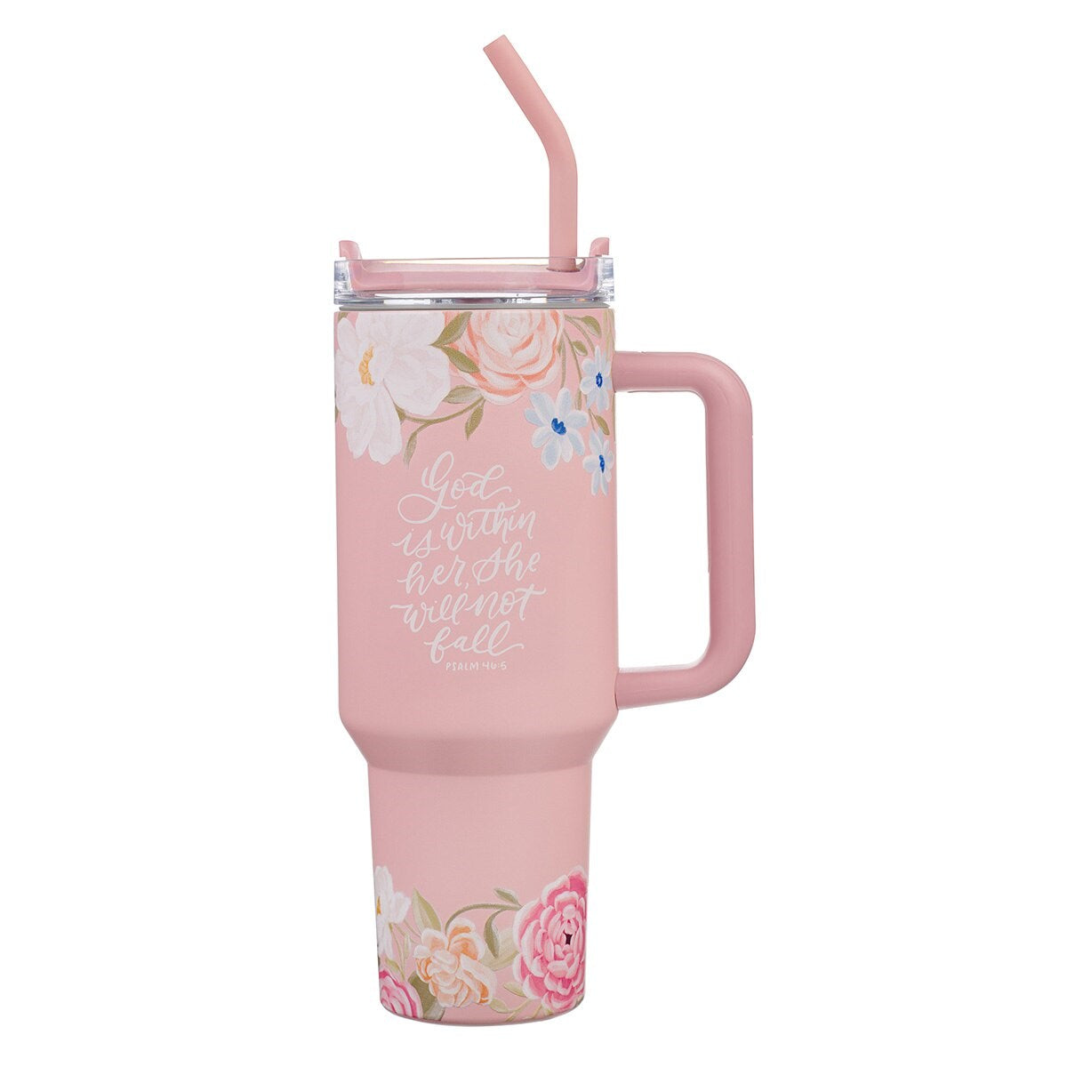Travel Mug-Love is Patient W/ Straw (40 oz) (Stainless Steel)