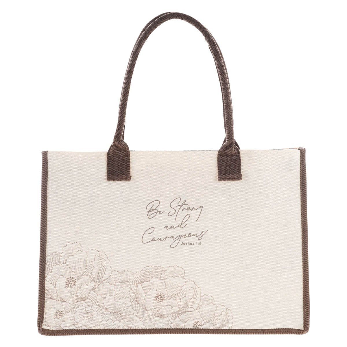 Canvas Tote Bag-Strong & Courageous-Pink