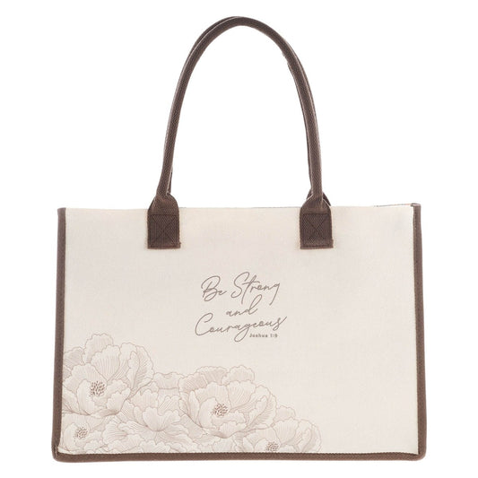 Canvas Tote Bag-Strong & Courageous-Pink