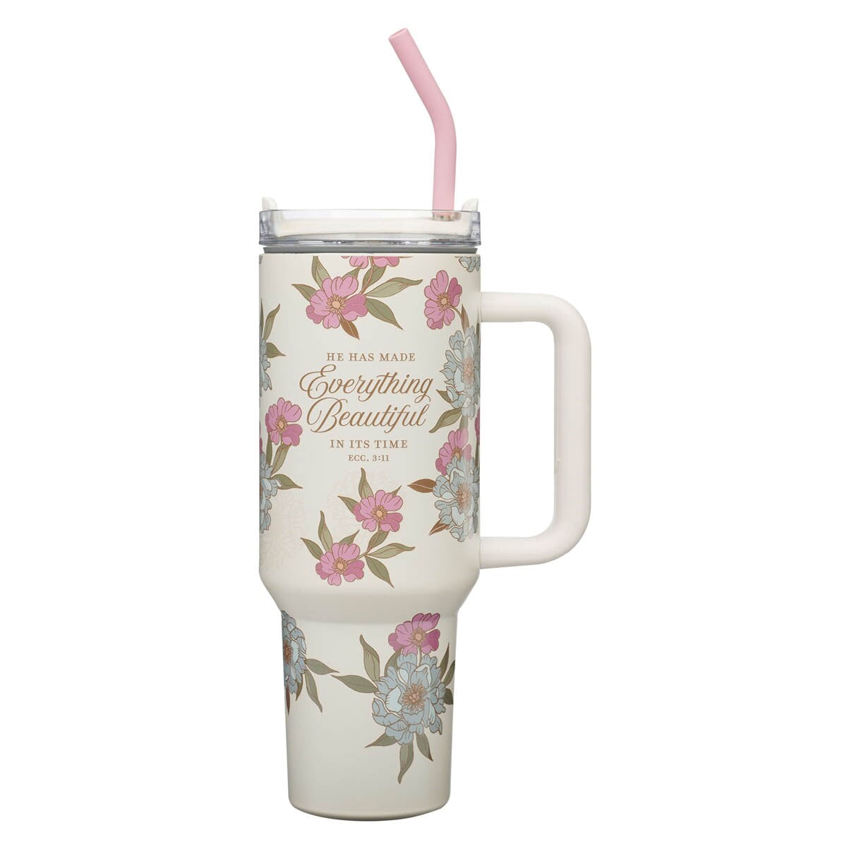 Travel Mug-Everything Beautiful Bloom w/ Straw (40 oz) (Stainless Steel)