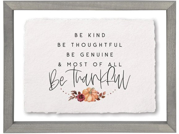 Floating Art Rectangle-Kind Thoughtful Thankful (14" x 11")
