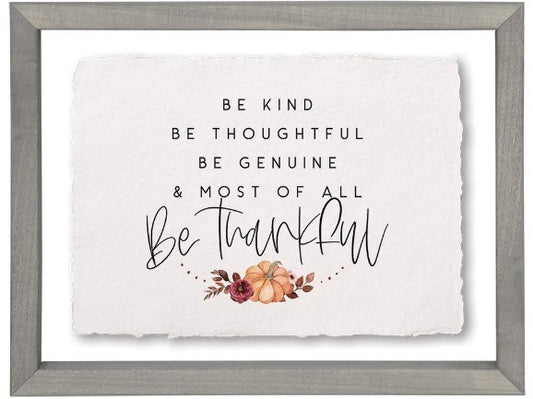 Floating Art Rectangle-Kind Thoughtful Thankful (14" x 11")