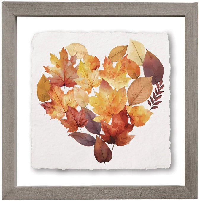 Floating Art Square-Leaf Heart Collage (10" x 10")