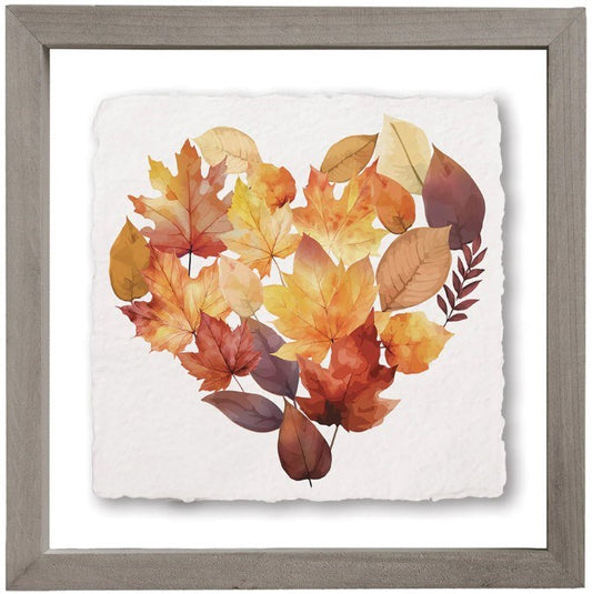 Floating Art Square-Leaf Heart Collage (10" x 10")