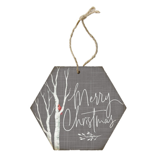 Honeycomb Ornament-Merry Christmas Cardinal (4.5" x 6.875")