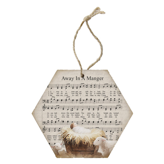 Honeycomb Ornament-Away In A Manger (4.5" x 6.875")