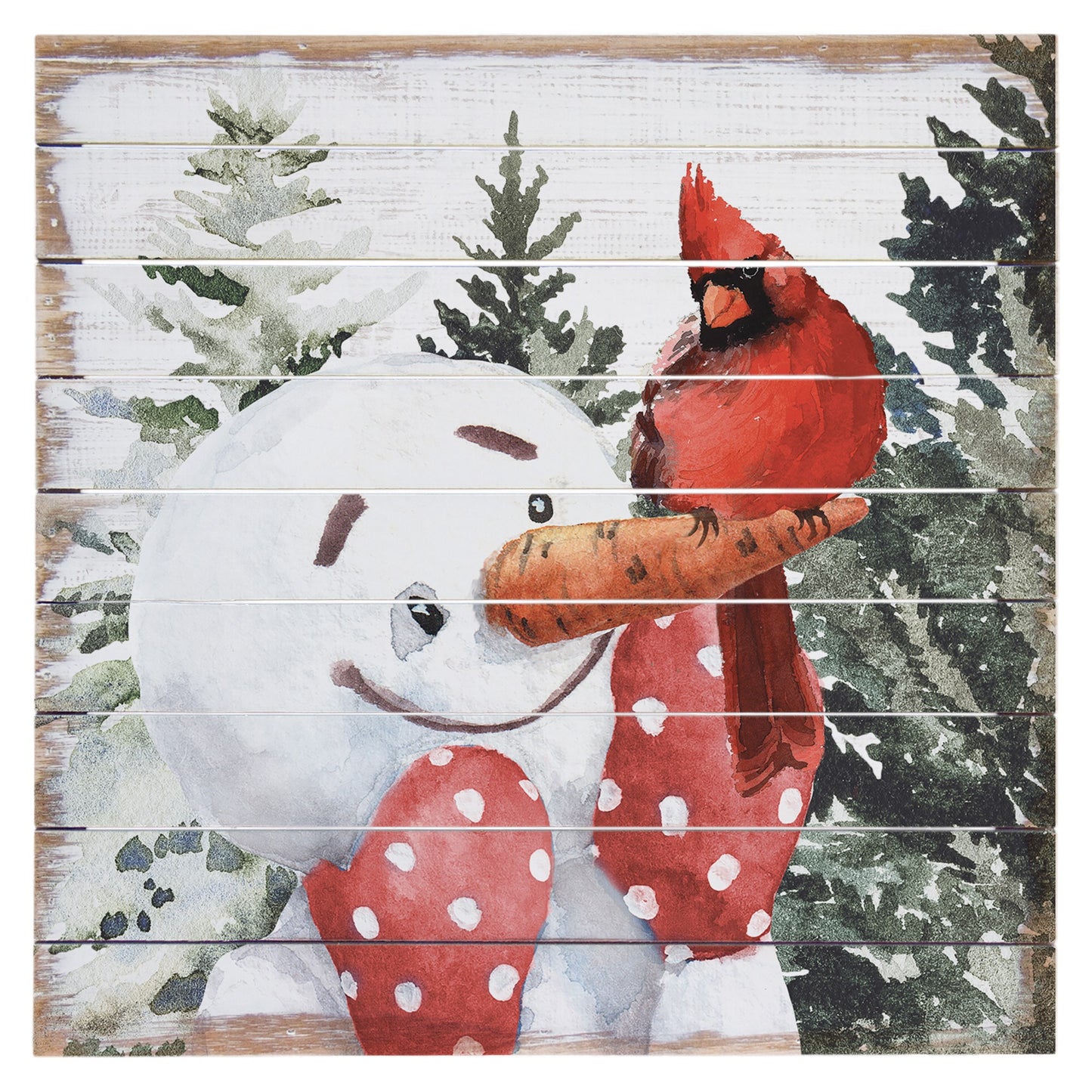 Perfect Pallet-Snowman Cardinal (14" x 14")