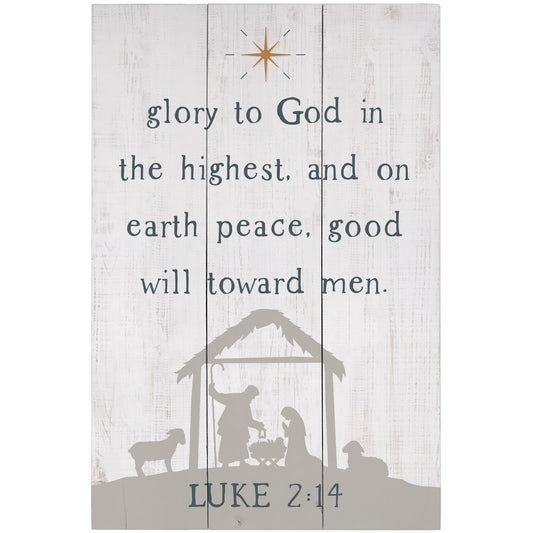 Rustic Pallet-Luke 2:14 Nativity (10.75" x 16")