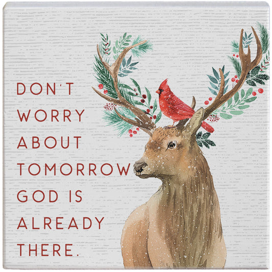 Small Talk Square-Don't Worry Deer (5.25" x 5.25")