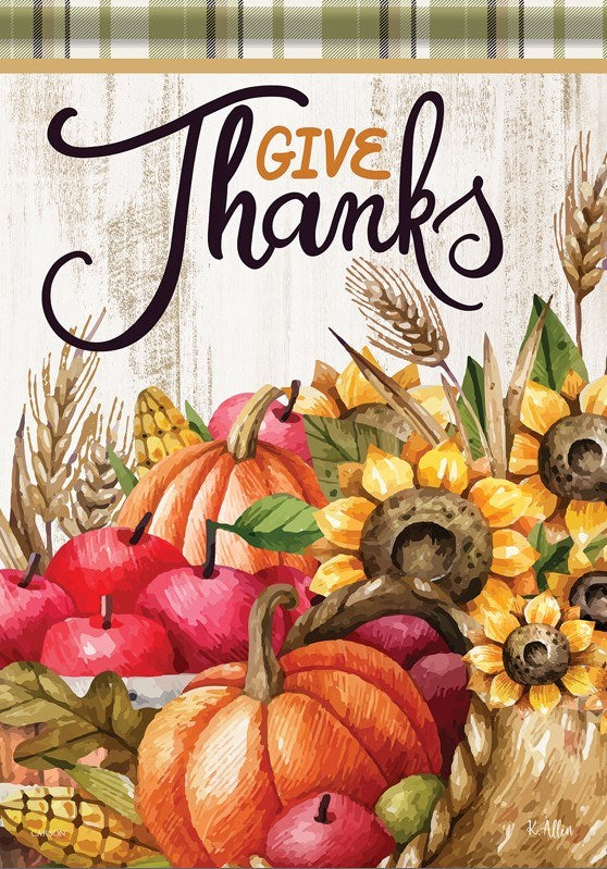 Flag-Garden-Durasoft-Give Thanks (12.5" x 18")
