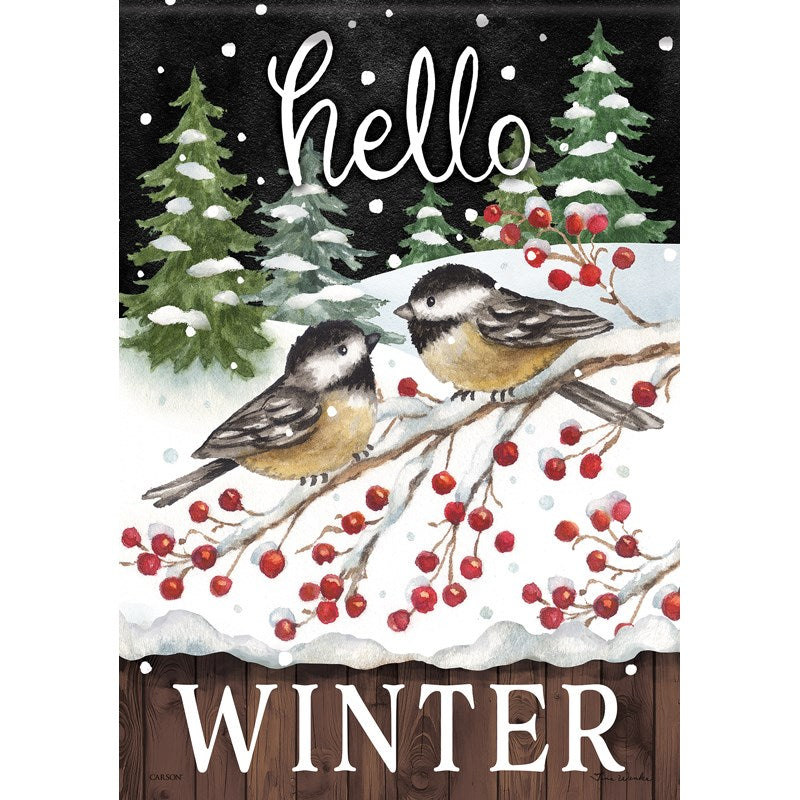 Flag-Garden-Durasoft-Chickadee Winter (12.5" x 18")