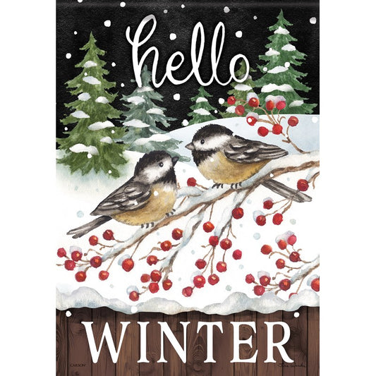 Flag-Garden-Durasoft-Chickadee Winter (12.5" x 18")