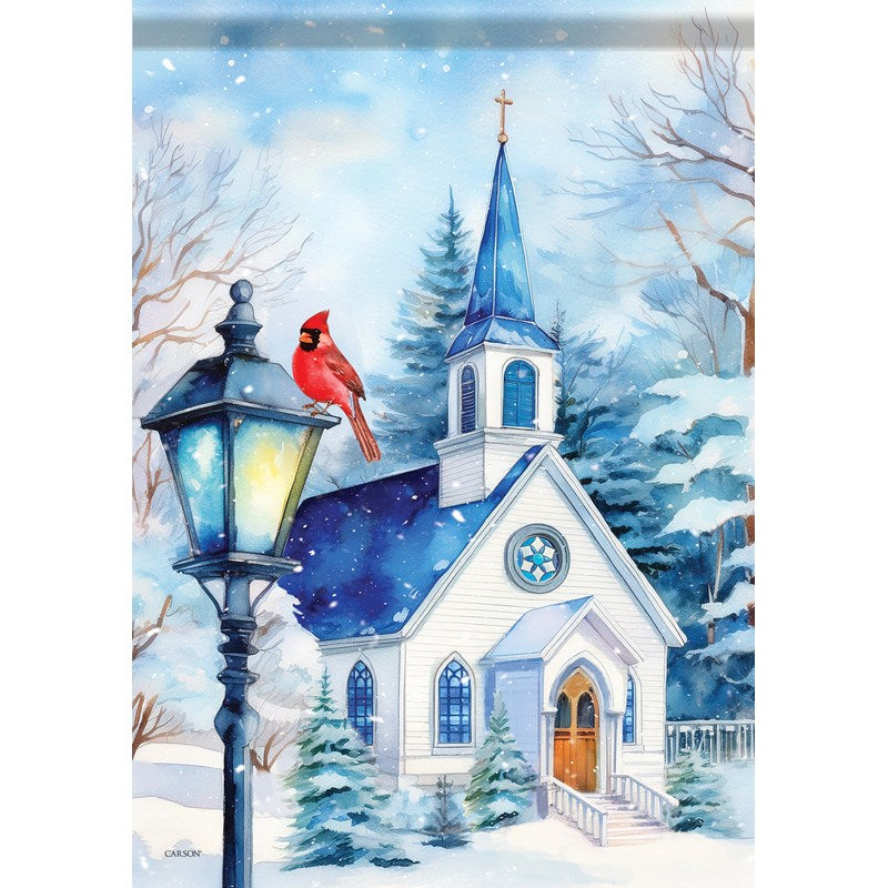 Flag-Garden-Durasoft-Church Winter (12.5" x 18")
