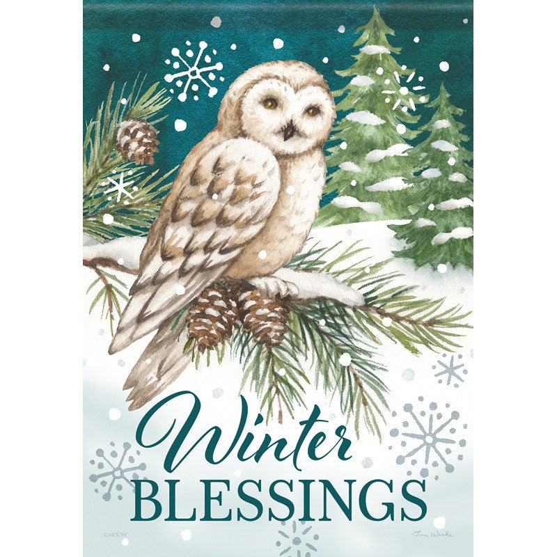 Flag-Garden-Durasoft-Winter Blessings/Owl (12.5" x 18")