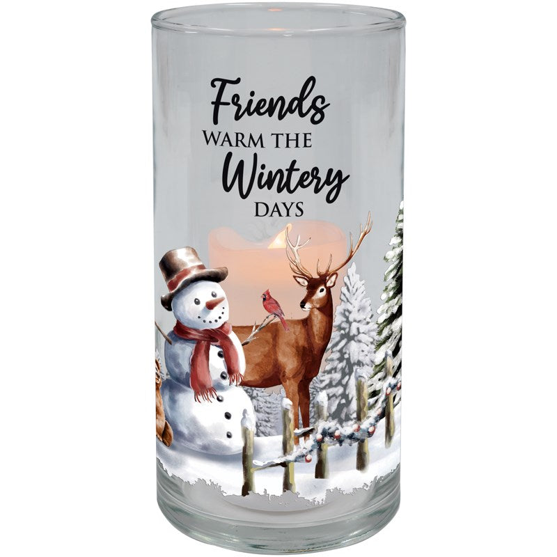Hurricane Candle-Flameless Flicker-Friends  w/ Timer (7.25" x 3.5")