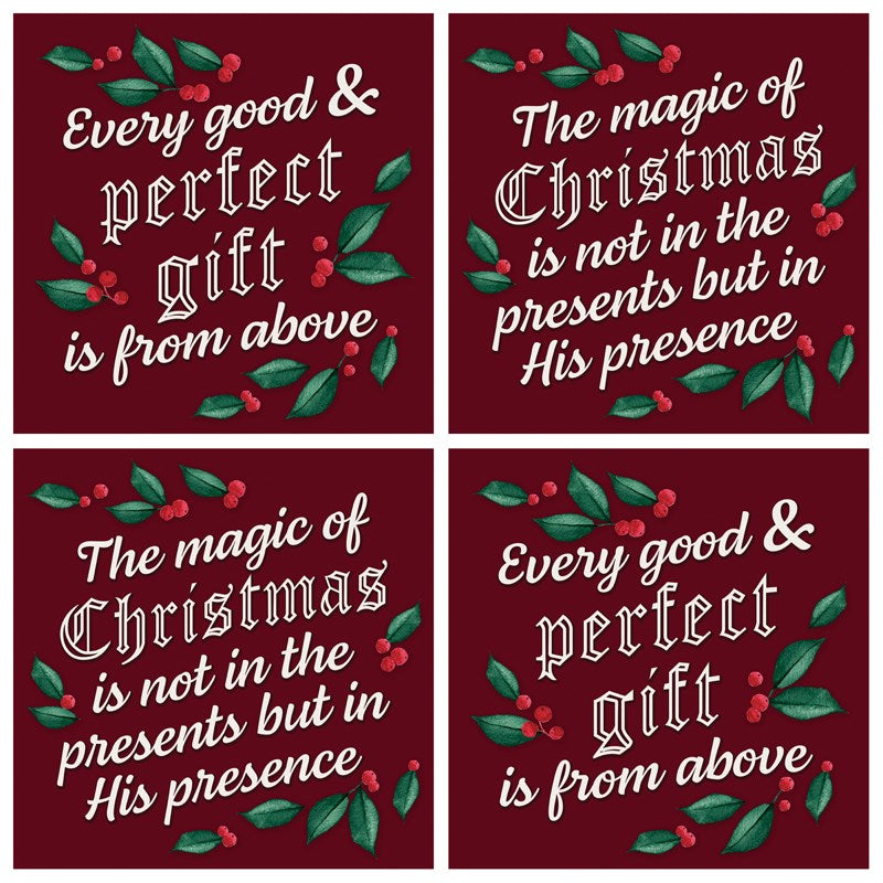 Square House Coasters-Faith Christmas  (Set of 4)
