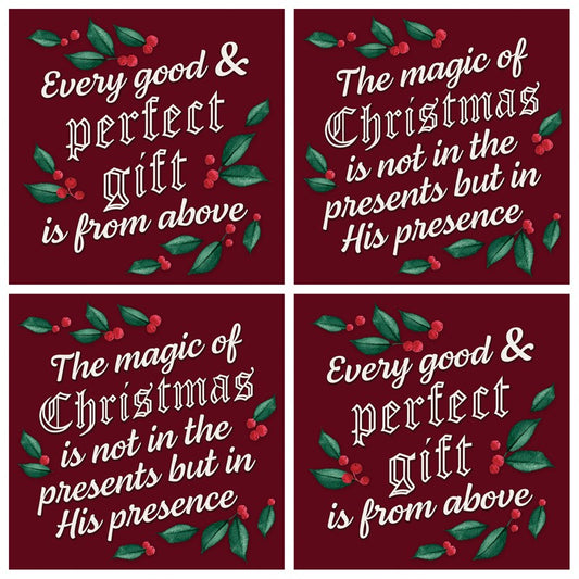 Square House Coasters-Faith Christmas  (Set of 4)