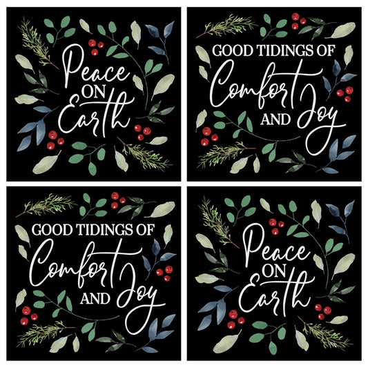 Square House Coasters-Christmas Foliage (Set of 4)