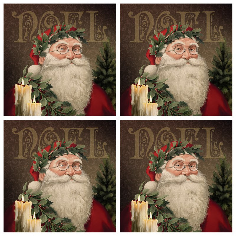 Square House Coasters-Noel Santa  (Set of 4)
