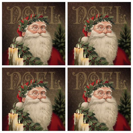 Square House Coasters-Noel Santa  (Set of 4)