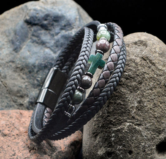 Bracelet-Eden Merry-Magnetic-Cross-Green Adventurine