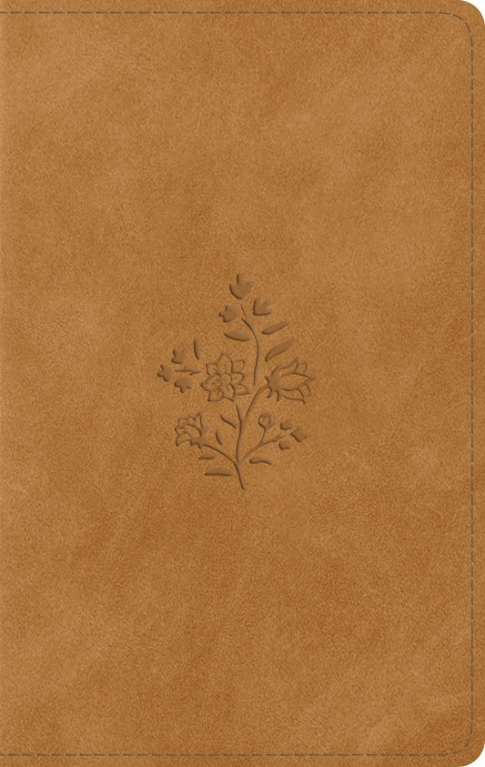 ESV Giant Print Personal Size Bible (RL)-Nubuck Caramel  Wildflower Design TruTone Indexed