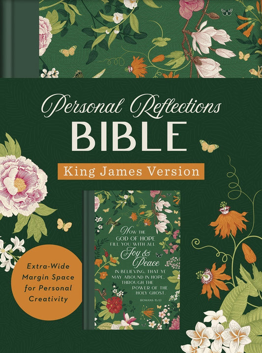 KJV Personal Reflections Bible-Green Floral DiCarta
