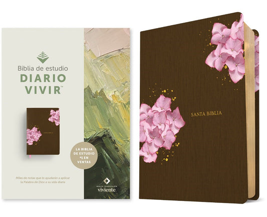 NTV Biblia de Estudio del Diario Vivir (Life Application Study Bible)-Brown/Pink LeatherLike