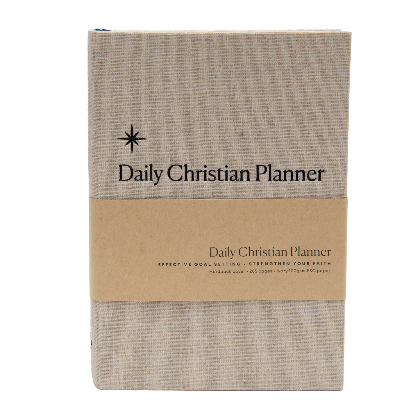 Daily Christian Planner & Goalsetter-White/Cream Cloth Over Board