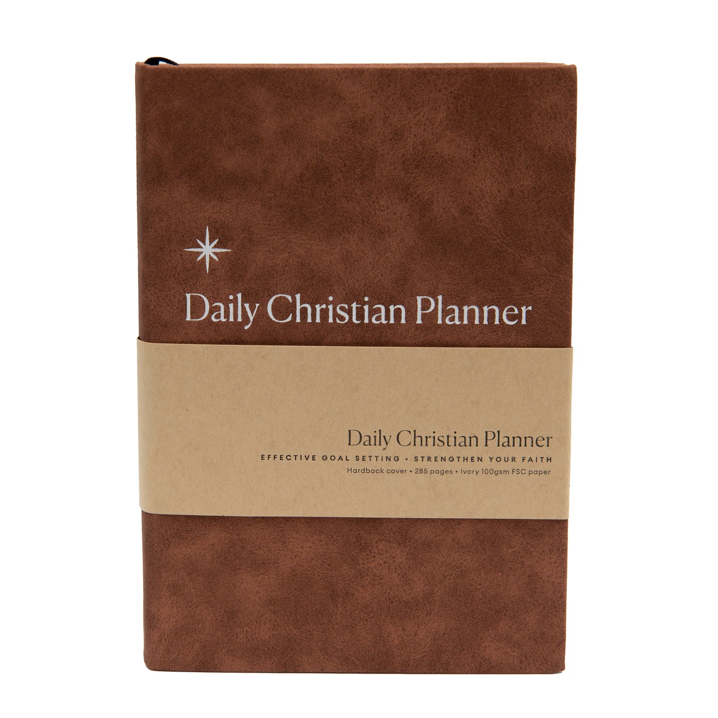 Daily Christian Planner & Goalsetter-Brown Imitation Leather Over Board