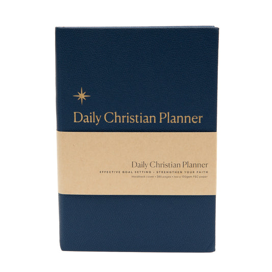 Daily Christian Planner & Goalsetter-Navy Imitation Leather Over Board