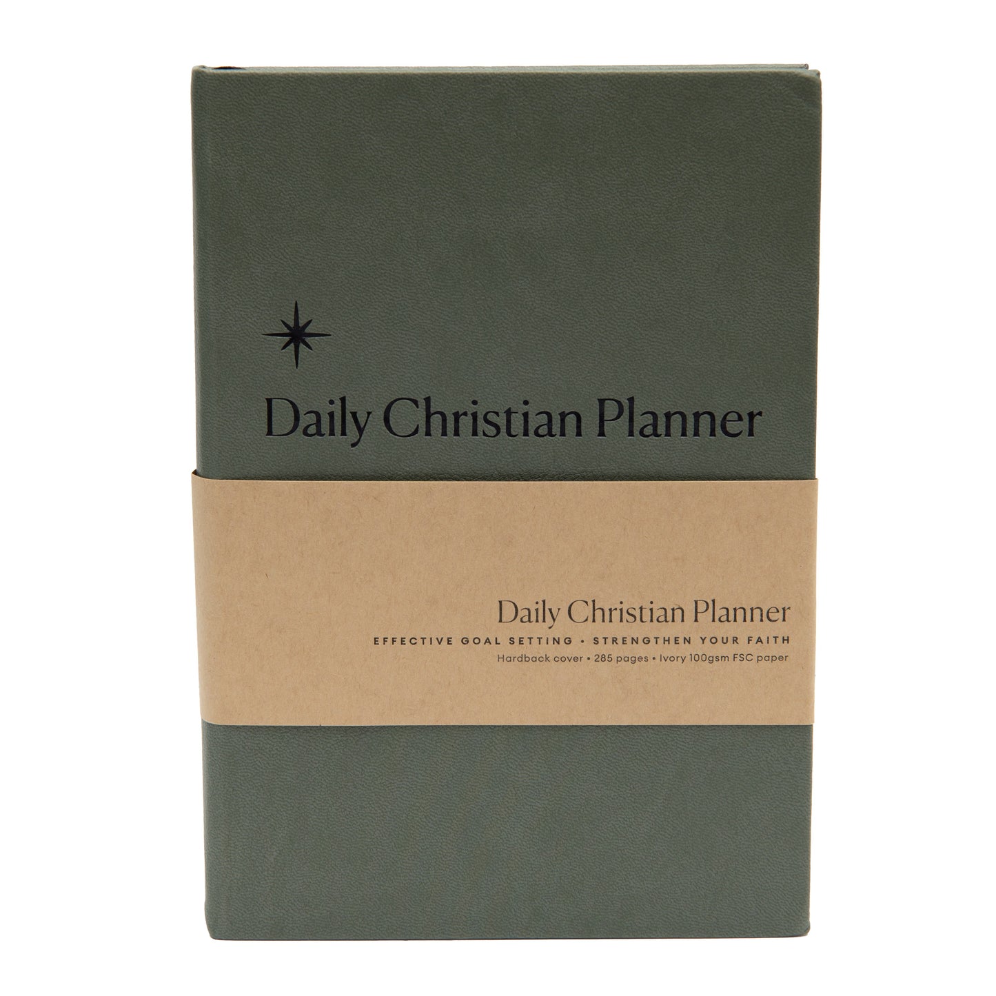Daily Christian Planner & Goalsetter-Green Imitation Leather Over Board